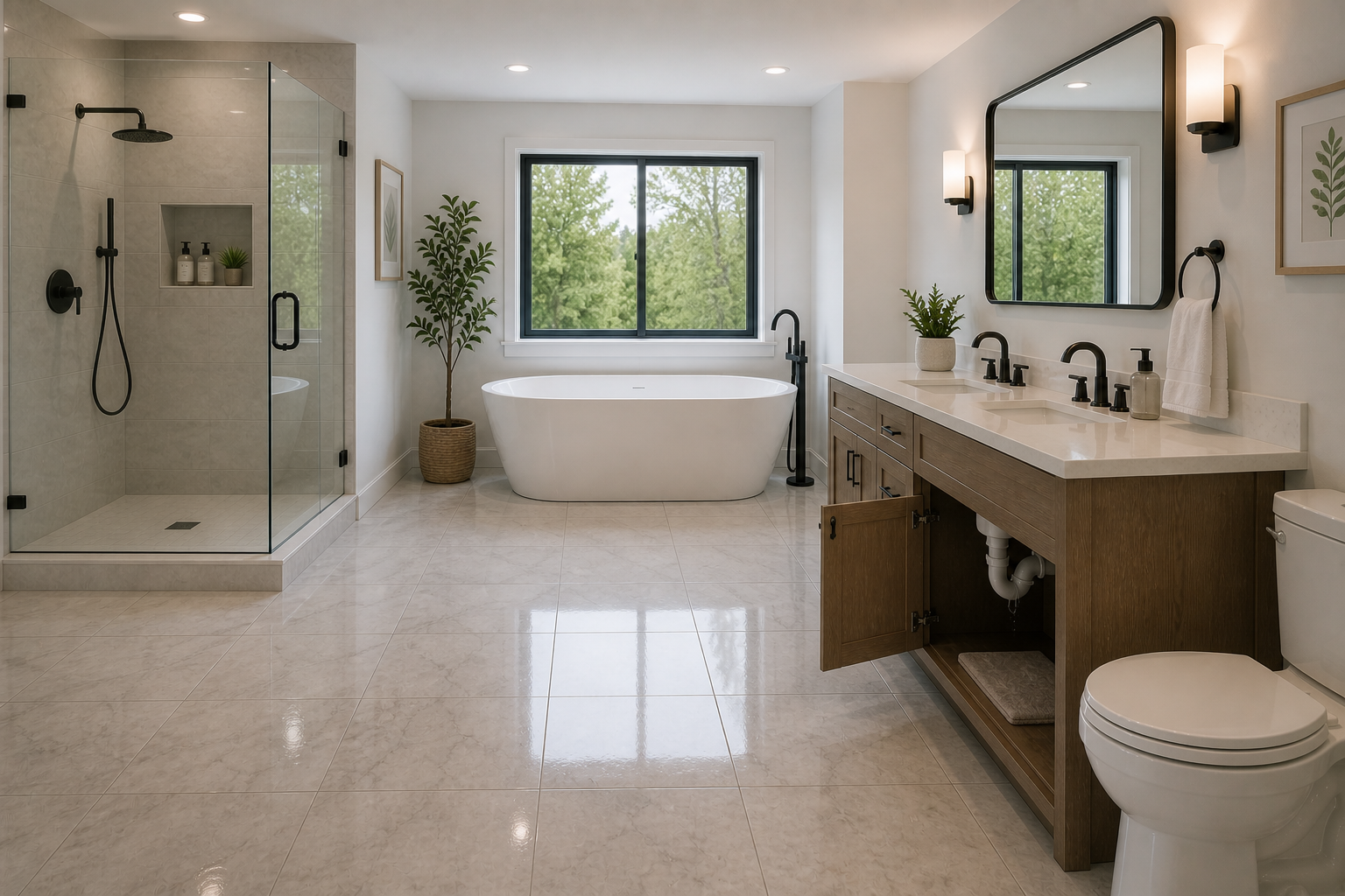 After — Shower Leak · Bathroom